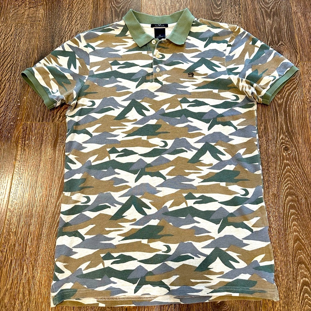 Scotch & Soda - Green Nature Mountains Polo Shirt - Size Small